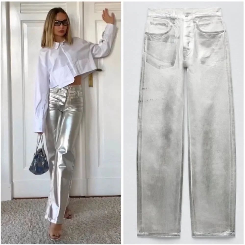 ZARA MID-RISE BOYFRIEND JEANS The Boy Boy Fit In Silver